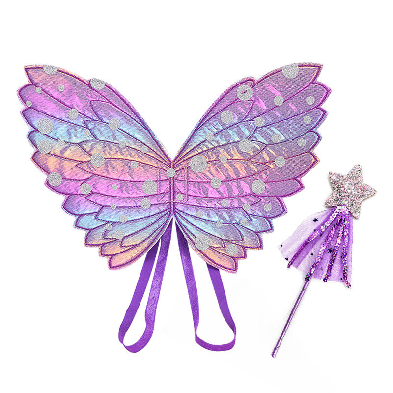 Fluttering Elegance: Butterfly Rainbow Wings for Girls – Perfect Princess Fairy Costume Accessory for Kids' Halloween Cosplay